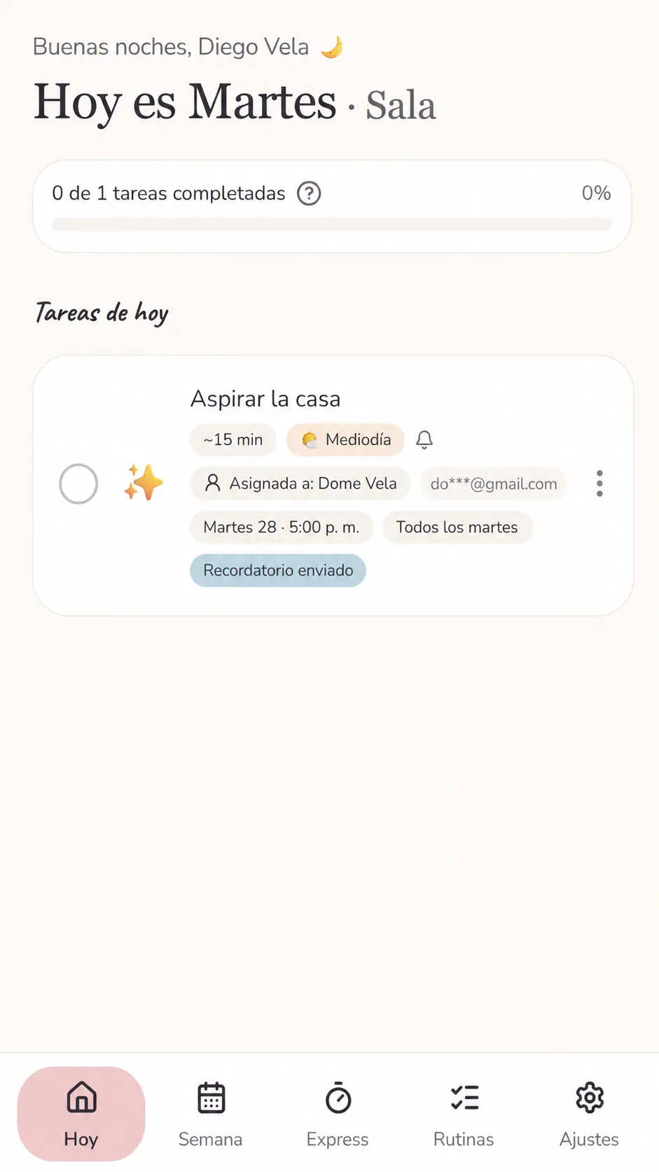Pantalla de HomeOrder App BETA
