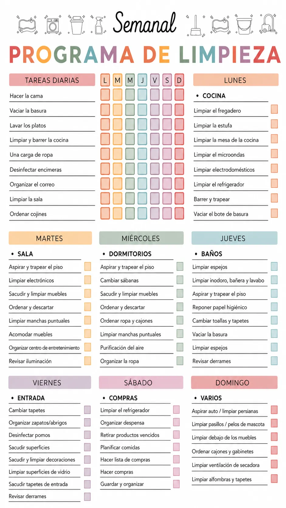 Página semanal del HomeOrder Planner